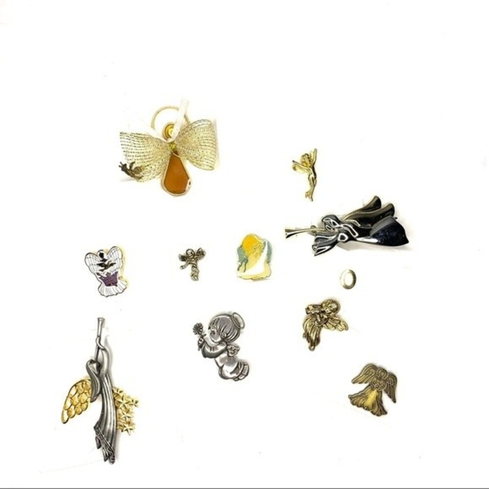 Vintage Angel Theme Pin Brooches Gold, Silver, Red Lot of 10